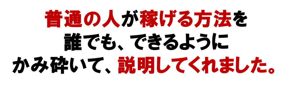 普通の人がネットワーク美辞根腕稼げる方法を
誰でも、できるように
かみ砕いて、説明してくれました。